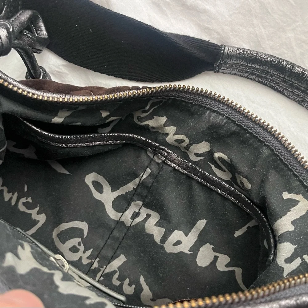 Juicy Couture Vintage McBling Black Purse Hobo Bag Handbag Velour Y2K - Picture 7 of 10
